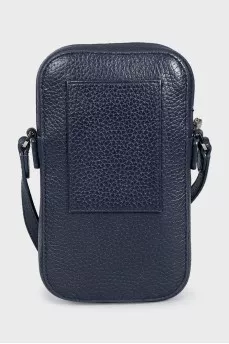 Rectangular bag made of blue leather
