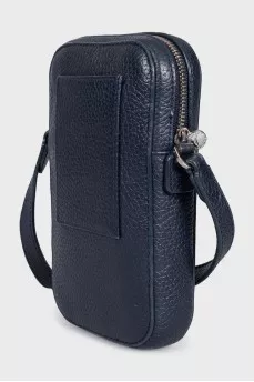 Rectangular bag made of blue leather