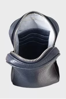 Rectangular bag made of blue leather