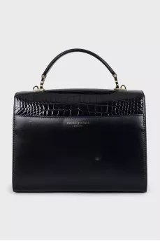 Black satchel bag with embossed leather