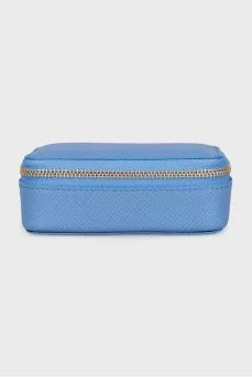 Blue mini leather cosmetic bag