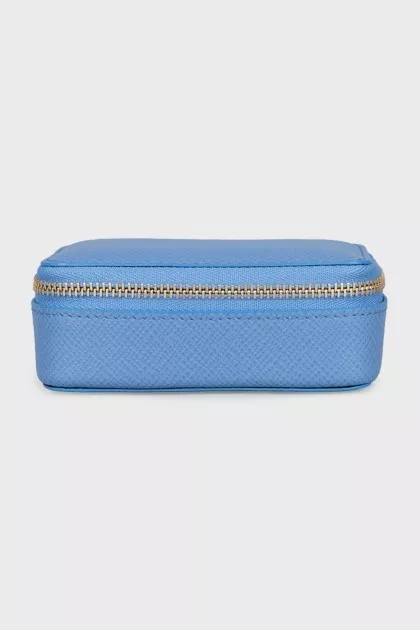 Blue mini leather cosmetic bag