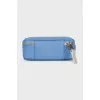 Blue mini leather cosmetic bag