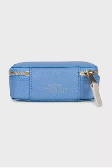 Blue mini leather cosmetic bag