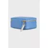 Blue mini leather cosmetic bag