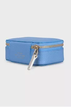 Blue mini leather cosmetic bag