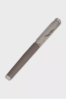 Leather-bound pen with blue ink