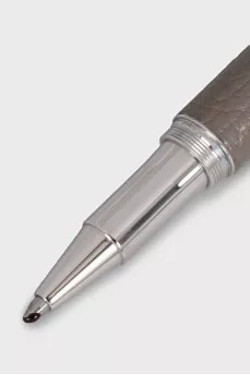 Leather-bound pen with blue ink