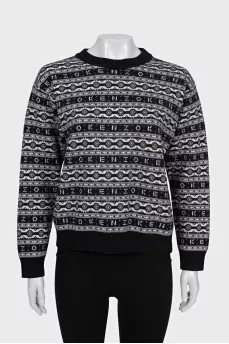 Wool jumper with signature print