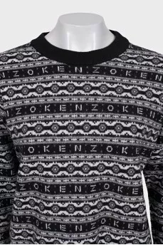 Wool jumper with signature print