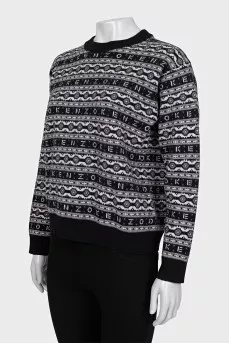 Wool jumper with signature print
