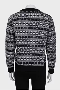 Wool jumper with signature print