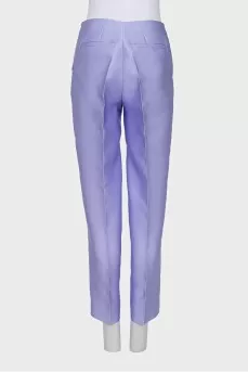 Purple trousers with creases