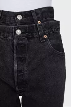 Black jeans with double belt