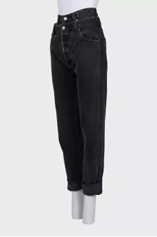 Black jeans with double belt