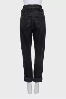 Black jeans with double belt