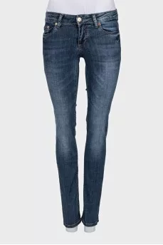 Blue skinny fit low rise jeans