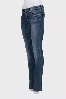 Blue skinny fit low rise jeans