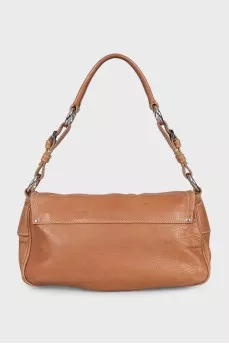 Leather bag with two patch pockets