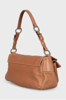 Leather bag with two patch pockets