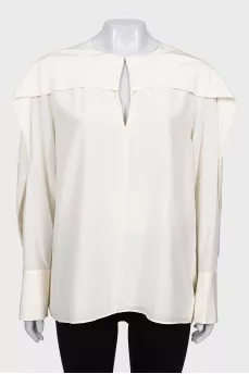 White silk loose blouse