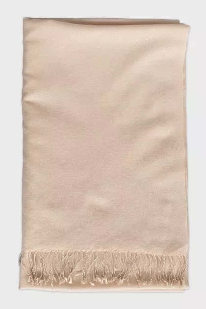 Beige cashmere and silk scarf