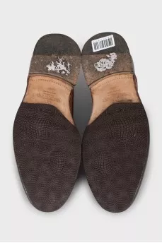 Men's brown leather lace-up shoes