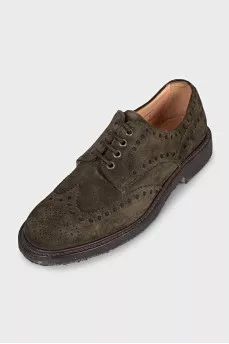 Men's green suede brogues