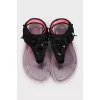 Textile flip-flops with black decor