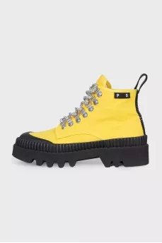 Yellow textile boots