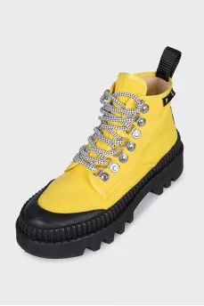 Yellow textile boots