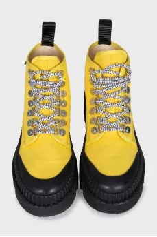 Yellow textile boots