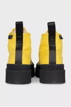 Yellow textile boots