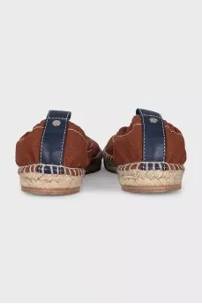 Textile espadrilles with leather toe