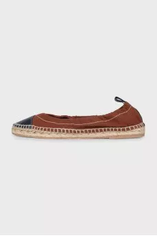 Textile espadrilles with leather toe