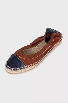 Textile espadrilles with leather toe