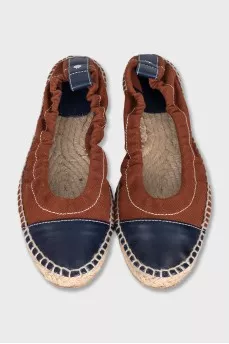 Textile espadrilles with leather toe