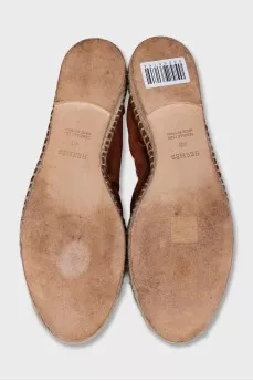 Textile espadrilles with leather toe