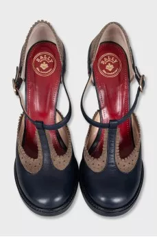 Blue shoes with suede inserts