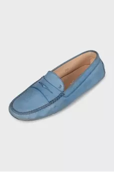 Мокасини із блакитної шкіри