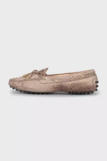 Textured leather moccasins