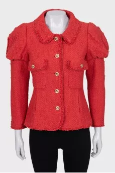 Tweed jacket with voluminous shoulders