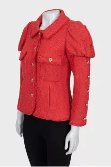 Tweed jacket with voluminous shoulders