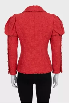 Tweed jacket with voluminous shoulders