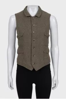 Green alpaca and cashmere vest
