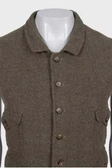 Green alpaca and cashmere vest