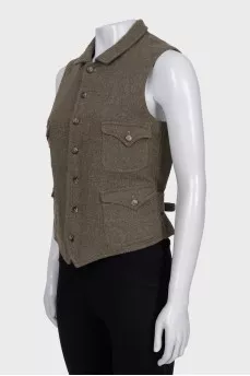 Green alpaca and cashmere vest