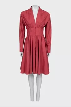 Red fitted dress with perforations