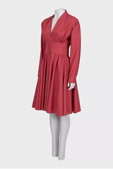 Red fitted dress with perforations