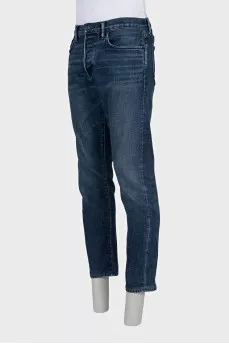 Чоловічі сині джинси straight fit на гудзиках